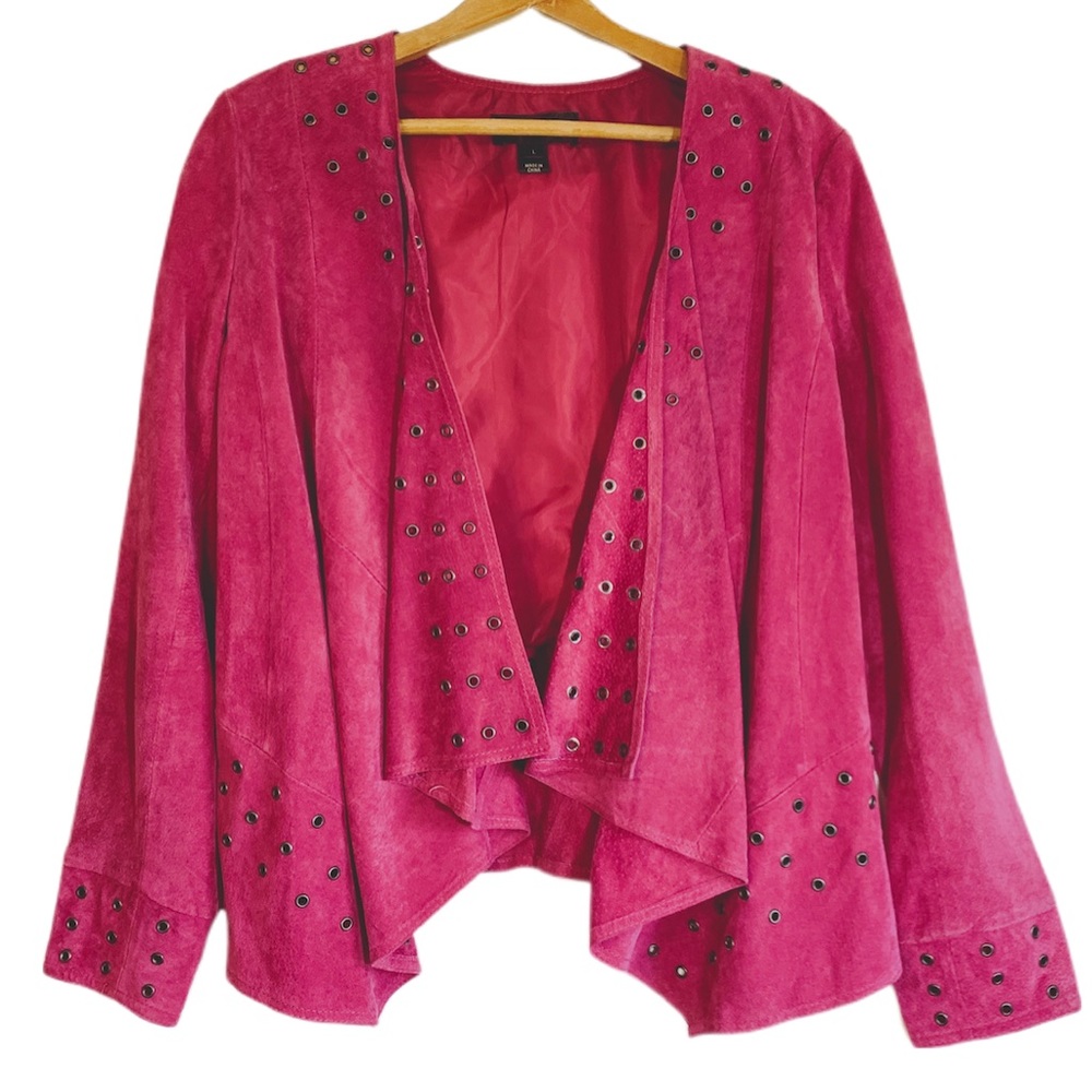 Bagatelle 100% Suede Pink Open Draped Jacket